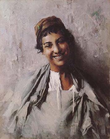 Georges Gaste Jeune fille souriant (mk32) Norge oil painting art